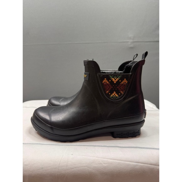 Pendleton Shoes - Pendleton Rain Boots Women Black Faux Fur Lined Southwestern Chelsea US 6